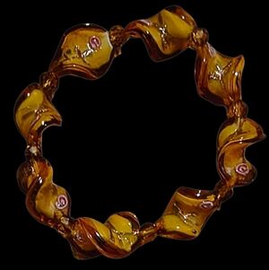 Hand Crafted Amber Glass Twist Bead Bracelet